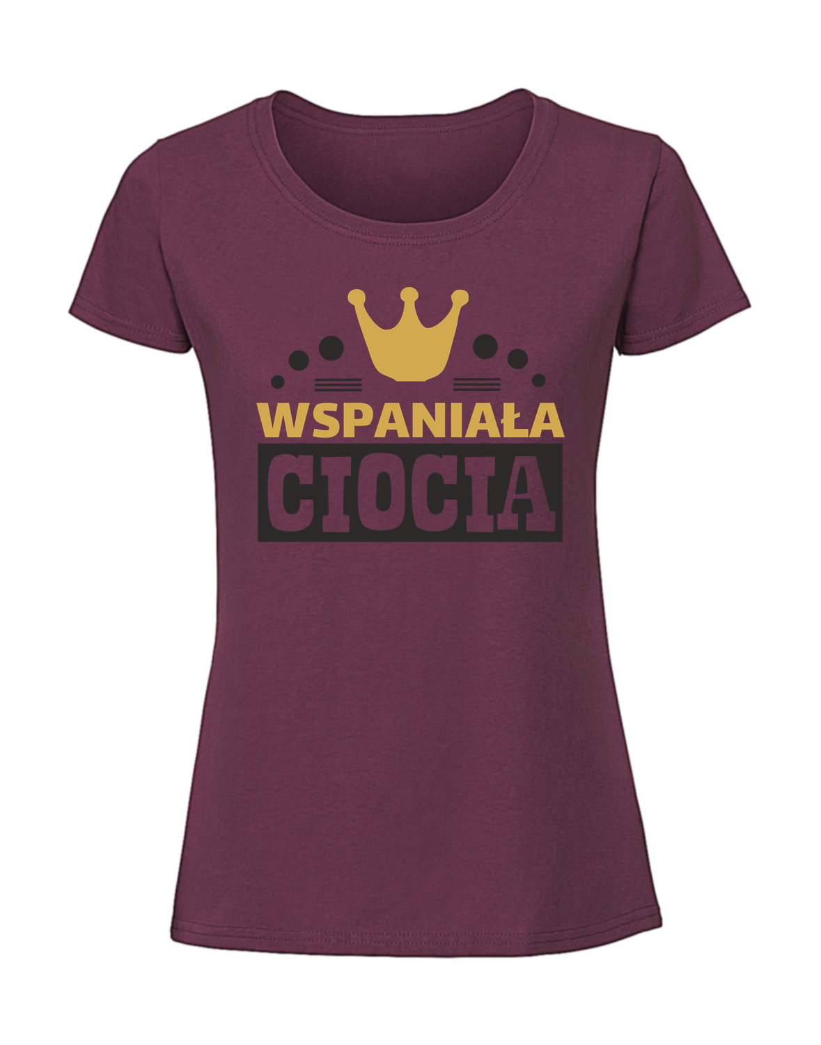 PZ00022_burgundowa.png Damska koszulka z nadrukiem – Wspaniała Ciocia - obrazek 1