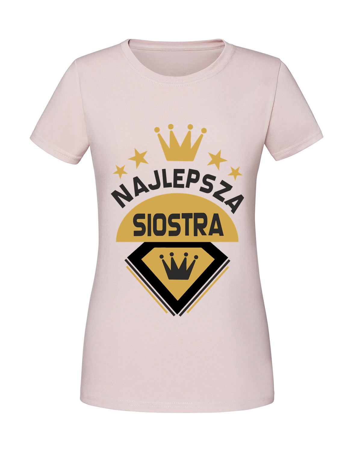 PZ00027_pudrowy_roz.png Damska koszulka z nadrukiem – Najlepsza siostra - obrazek 1