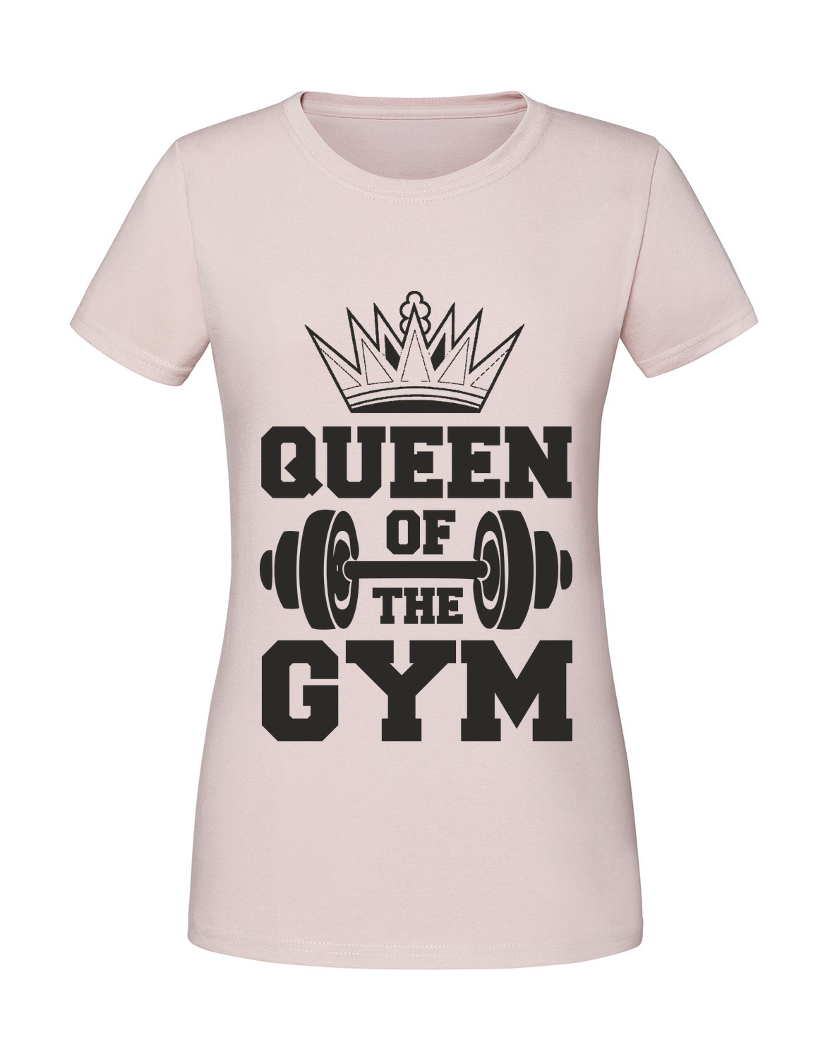 PZ00038_pudrowy_roz.png Damska koszulka z nadrukiem – QUEEN OF THE GYM - obrazek 1
