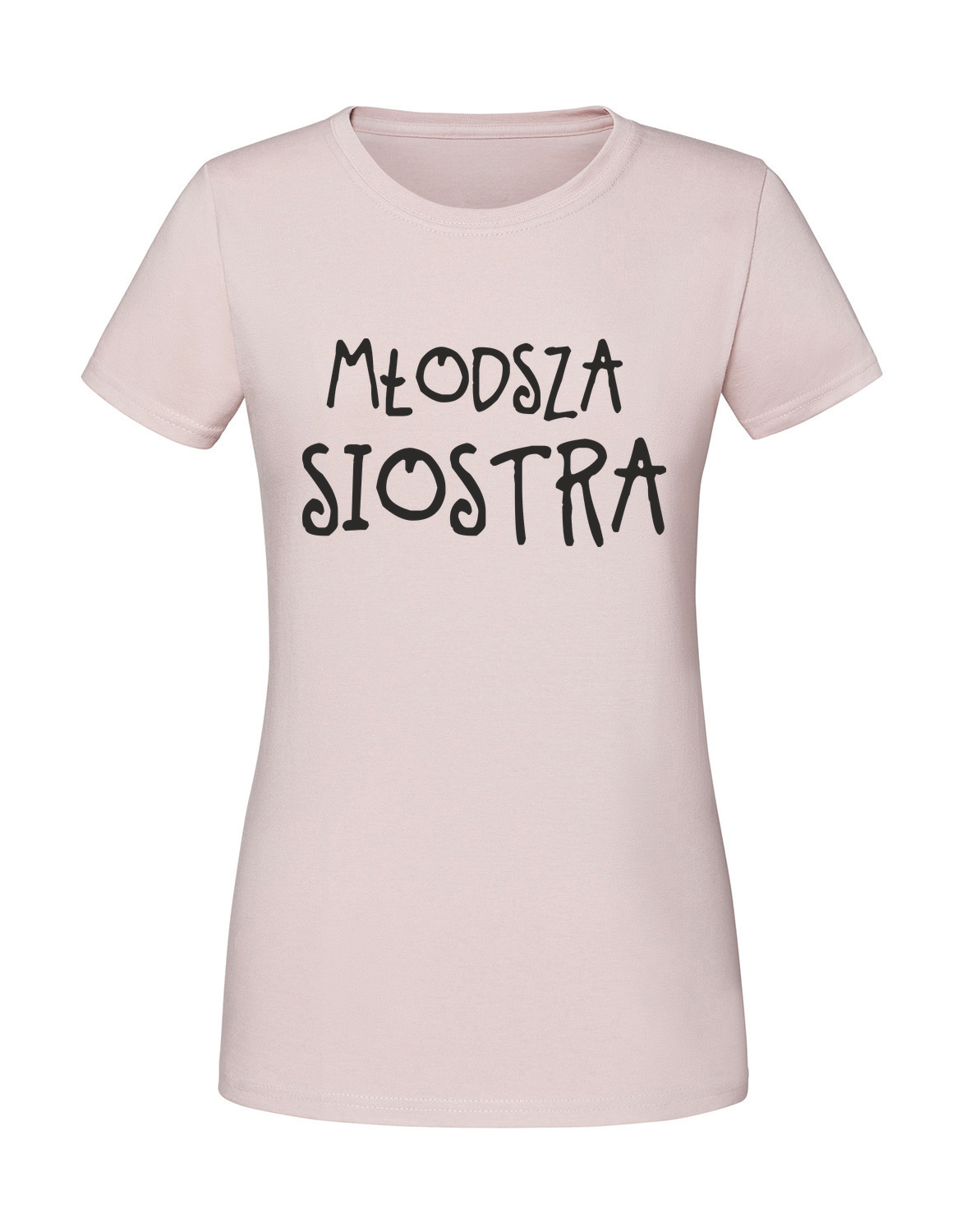PZ00040_pudrowy_roz.png Damska koszulka z nadrukiem – MŁODSZA SIOSTRA - obrazek 1