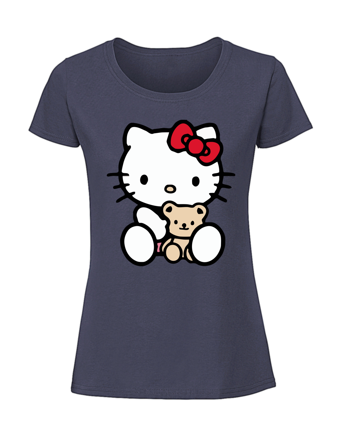 PZ00046_granatowa.png Damska koszulka z nadrukiem – Hello kitty - obrazek 1