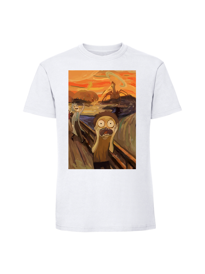 SE00010_biala.png Męska koszulka z nadrukiem – rick and morty krzyk munch - obrazek 1