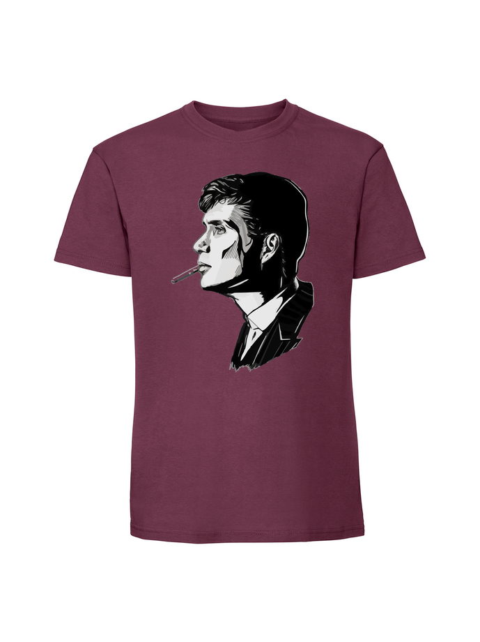 SE00013_burgundowa.png Męska koszulka z nadrukiem – PEAKY BLINDERS shelby - obrazek 1