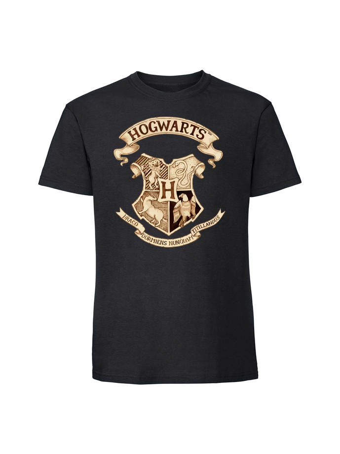 SE00036_czarna.png Męska koszulka z nadrukiem – hogwart herb szkoły RETRO - obrazek 1