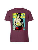Męska koszulka  z nadrukiem – rocky balboa błękitne tło - obrazek 4