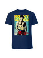 Męska koszulka  z nadrukiem – rocky balboa błękitne tło - obrazek 7
