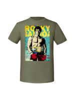 Męska koszulka  z nadrukiem – rocky balboa błękitne tło - obrazek 3