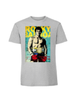 Męska koszulka  z nadrukiem – rocky balboa błękitne tło - obrazek 9