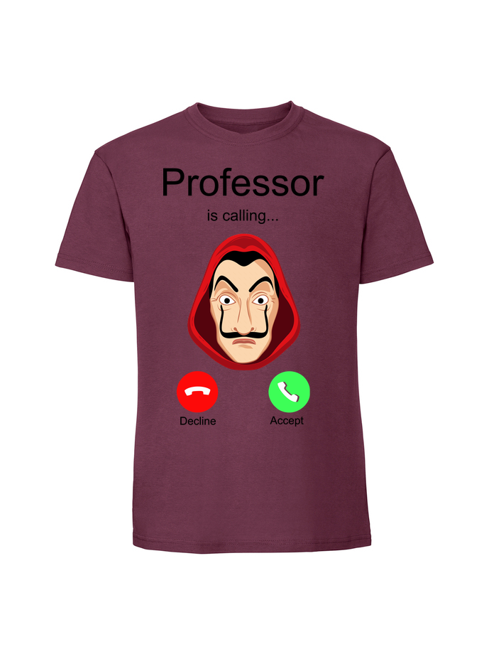 SE00049_burgundowa.png Męska koszulka z nadrukiem – Proffesor is calling - obrazek 1