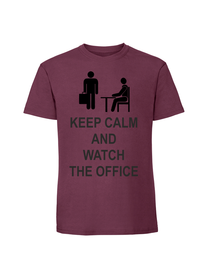 SE00056_burgundowa.png Męska koszulka z nadrukiem – keep calm and watch the office - obrazek 1