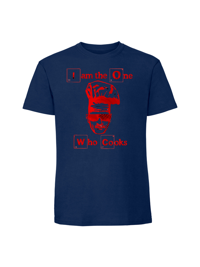 SE00065_granatowa.png Męska koszulka z nadrukiem – I am the one who cooks - obrazek 1