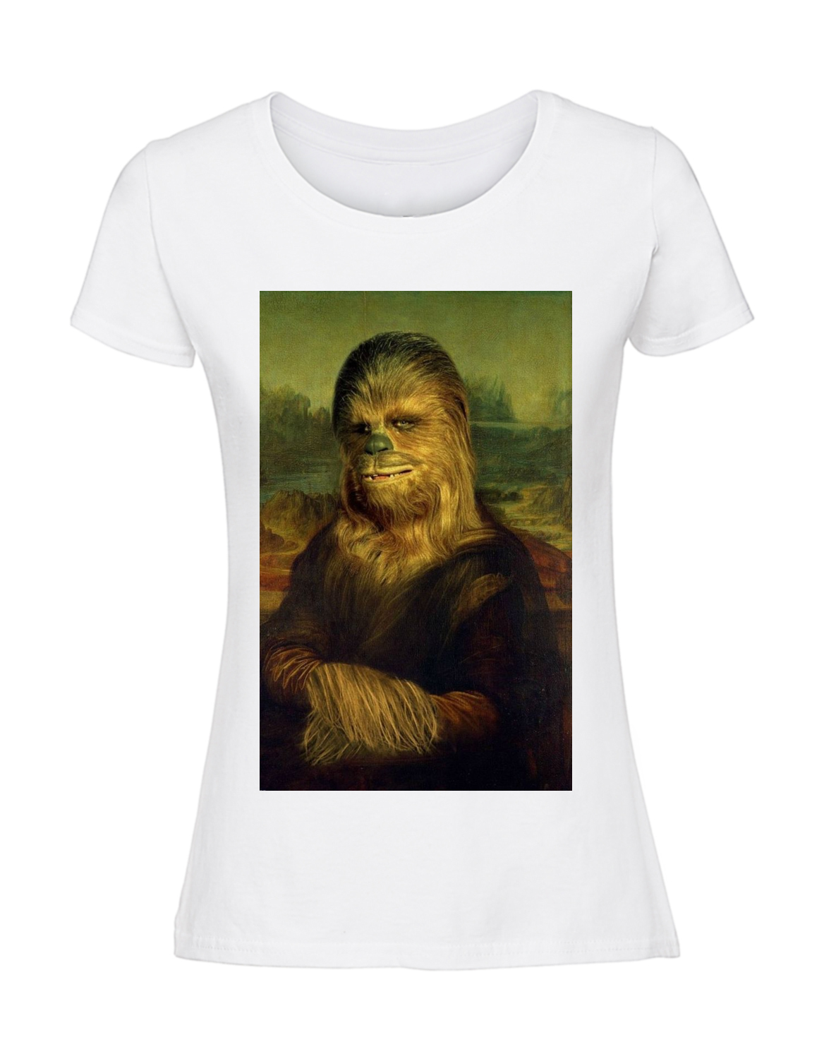 SS00004_biala.png Damska koszulka z nadrukiem – Mona Lisa Star Wars - obrazek 1