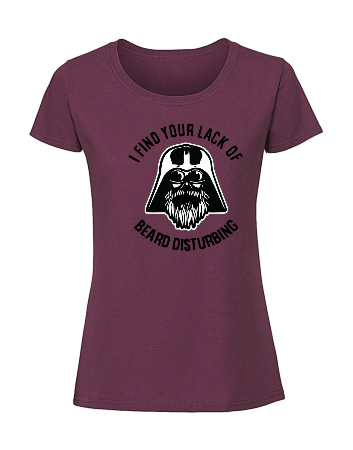 SS00024_burgundowa.png Damska koszulka z nadrukiem – i find your Lack of beard star wars - obrazek 1