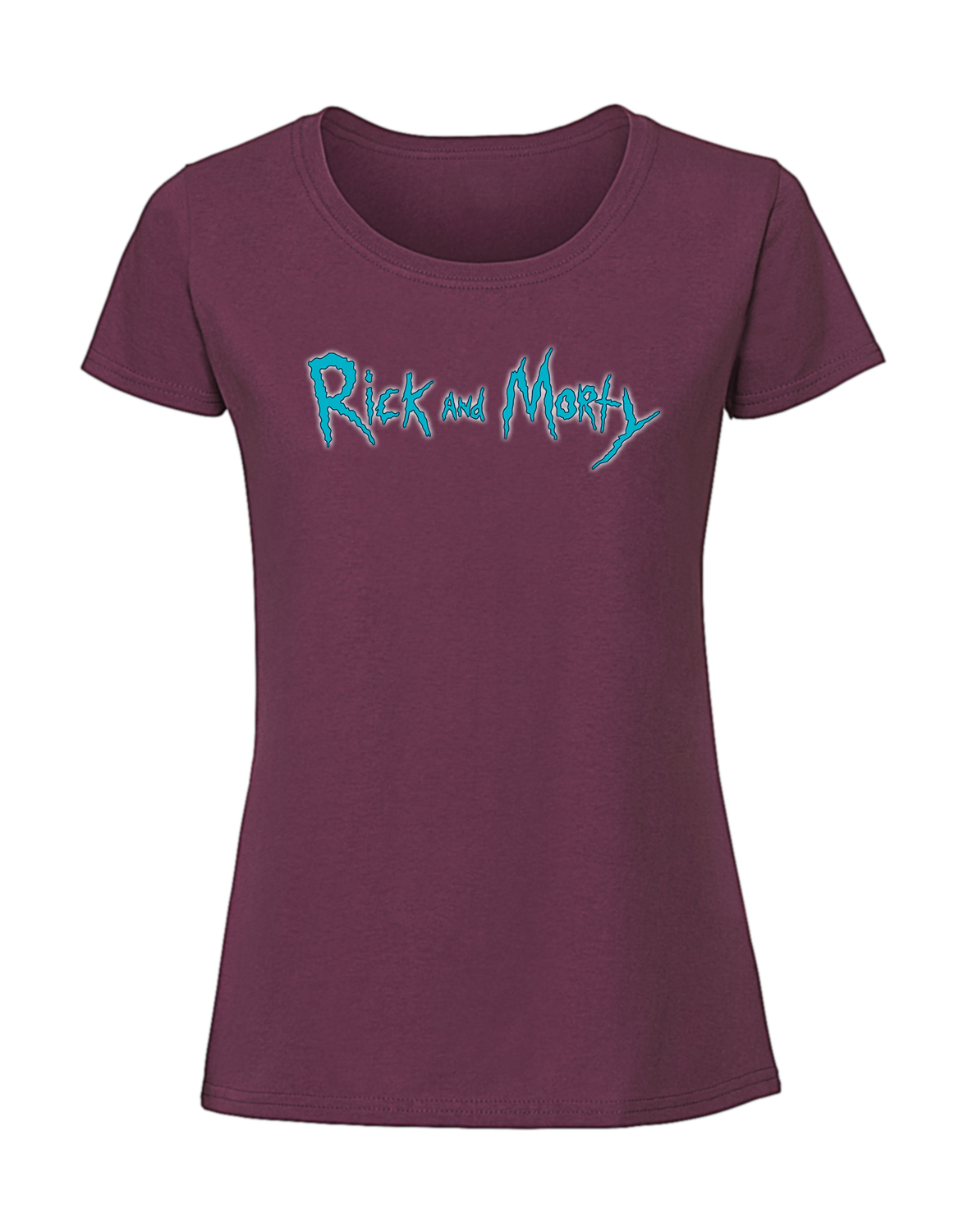 SS00036_burgundowa.png Damska koszulka z nadrukiem – Rick_and_Morty_logo - obrazek 1