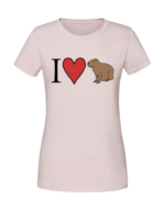 Damska koszulka  z nadrukiem – i love capybara - obrazek 4
