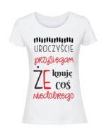Damska koszulka  z nadrukiem – uroczyście-przysięgam-że-knuję-coś-niedobrego - obrazek 4