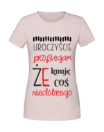 Damska koszulka  z nadrukiem – uroczyście-przysięgam-że-knuję-coś-niedobrego - obrazek 3