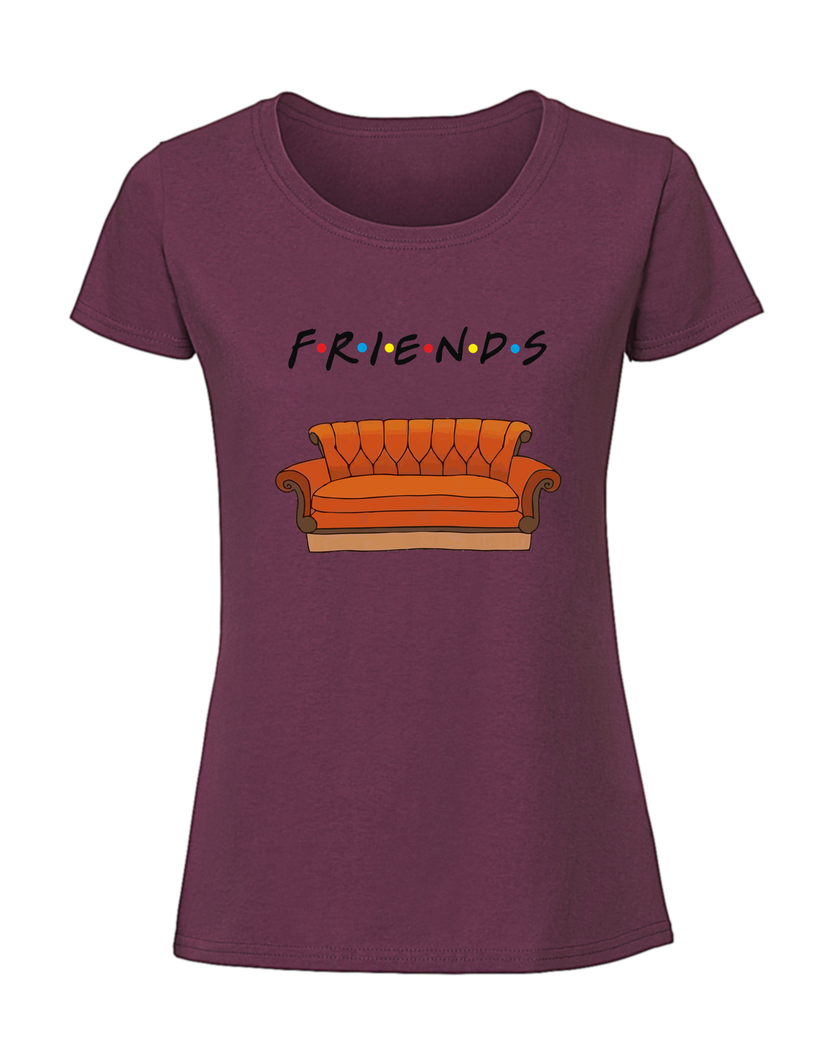 SS00047_burgundowa.png Damska koszulka z nadrukiem – friends kanapa v2 - obrazek 1