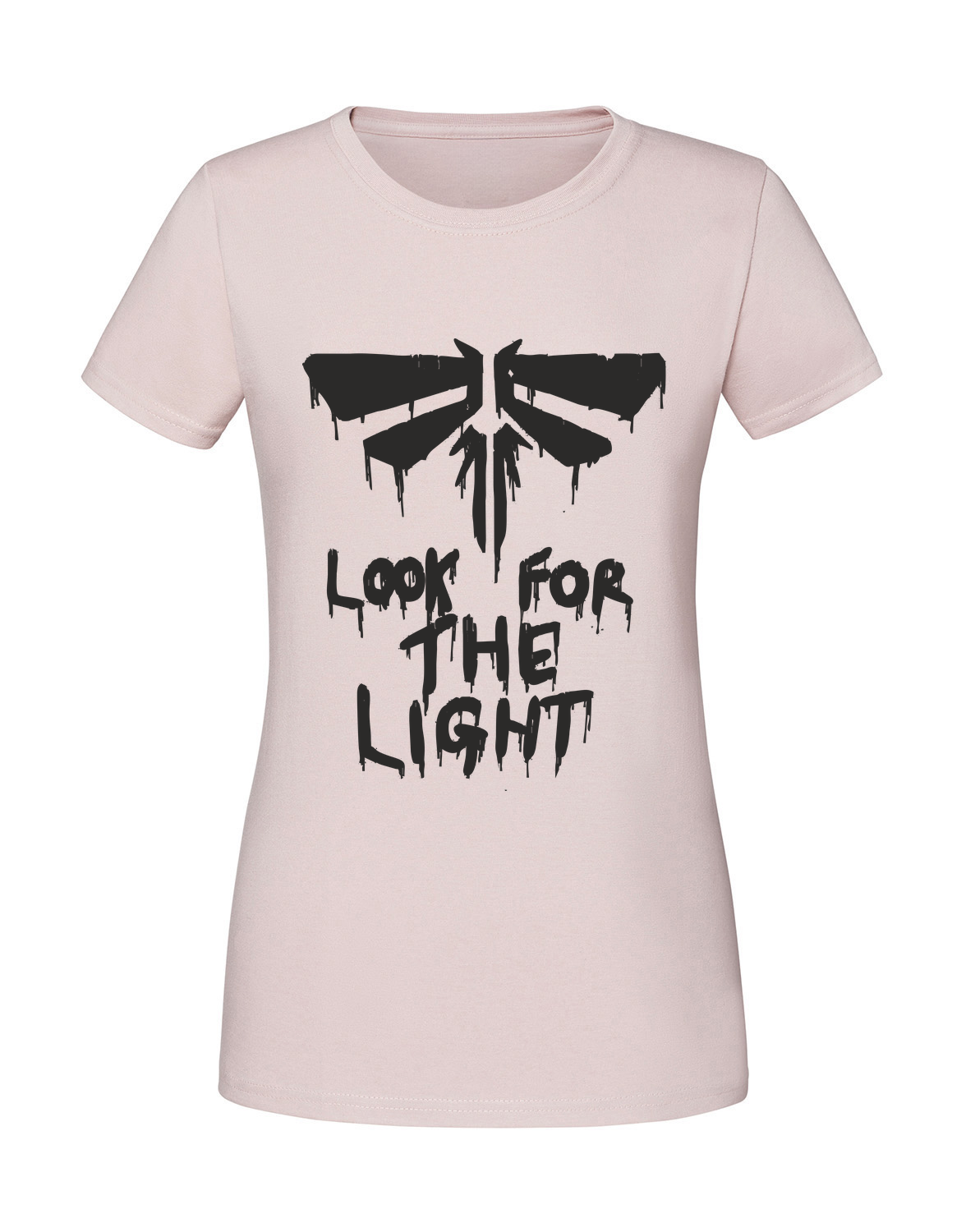 SS00048_pudrowy_roz.png Damska koszulka z nadrukiem – LOOK FOR THE LIGHT THE LAST OF US - obrazek 1