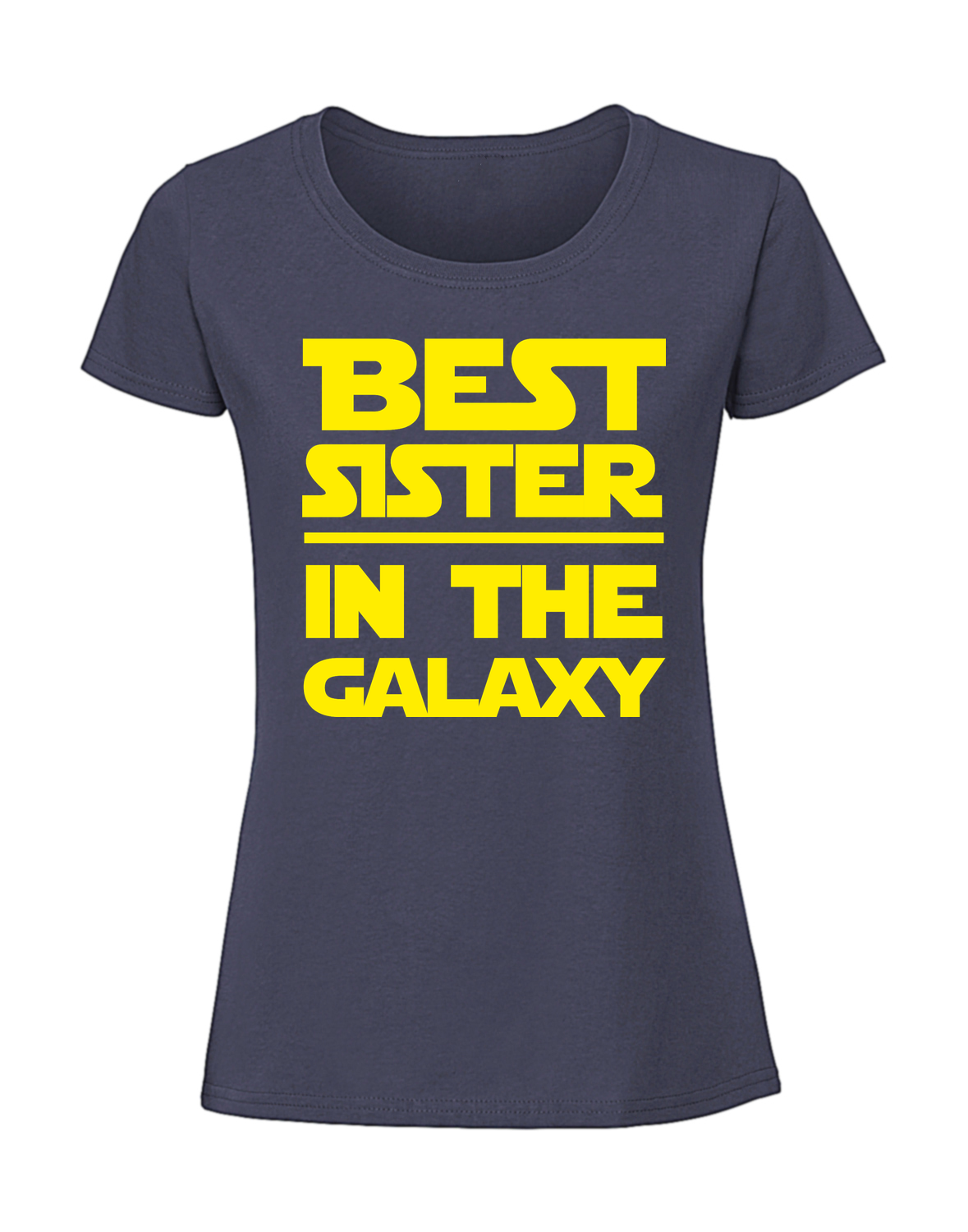 SS00057_granatowa.png Damska koszulka z nadrukiem – best sister in the galaxy - obrazek 1