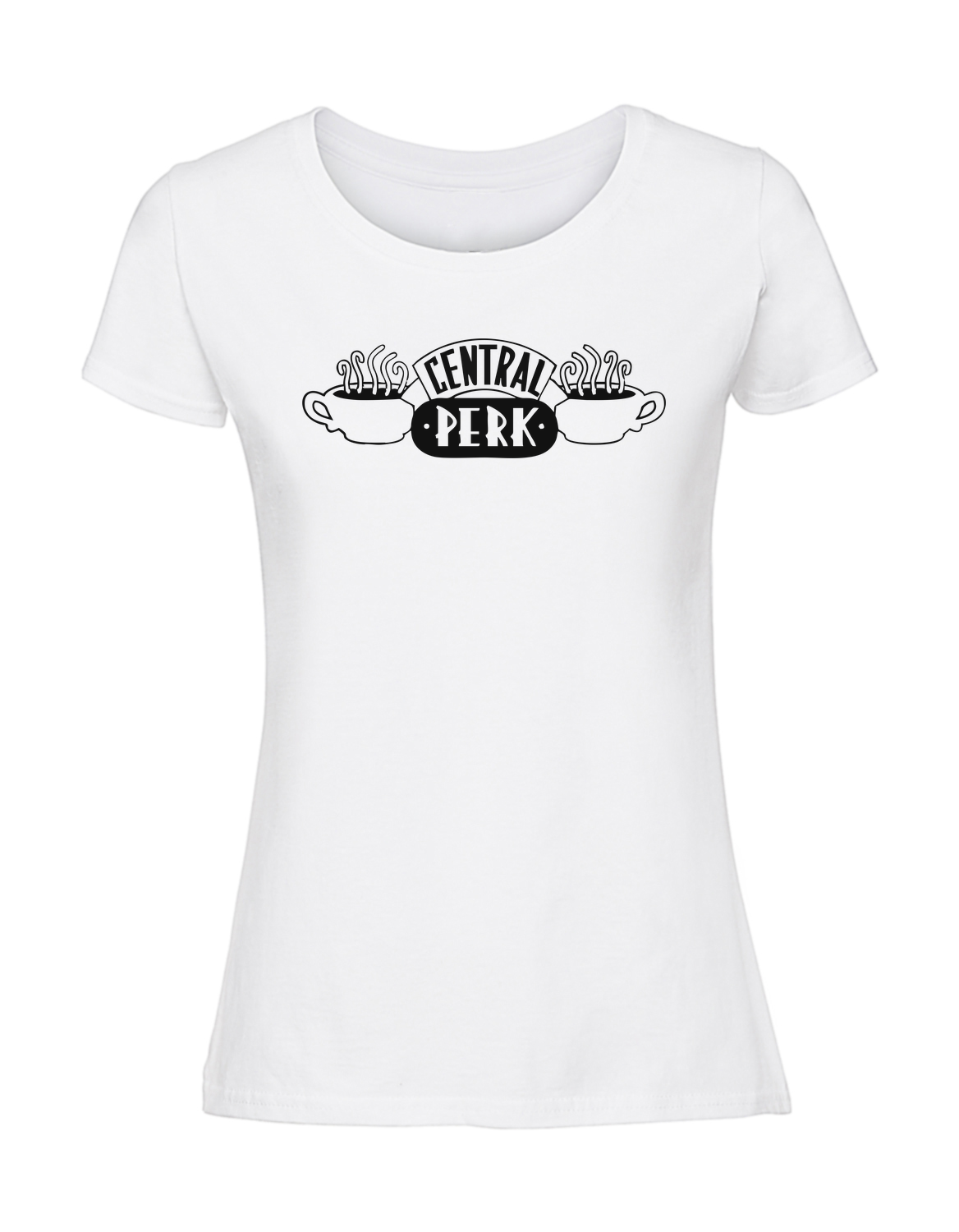 SS00060_biala.png Damska koszulka z nadrukiem – CENTRAL PERK FRIENDS - obrazek 1