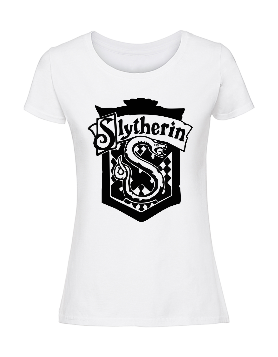 SS00067_biala.png Damska koszulka z nadrukiem – SLYTHERIN HOGWART - obrazek 1