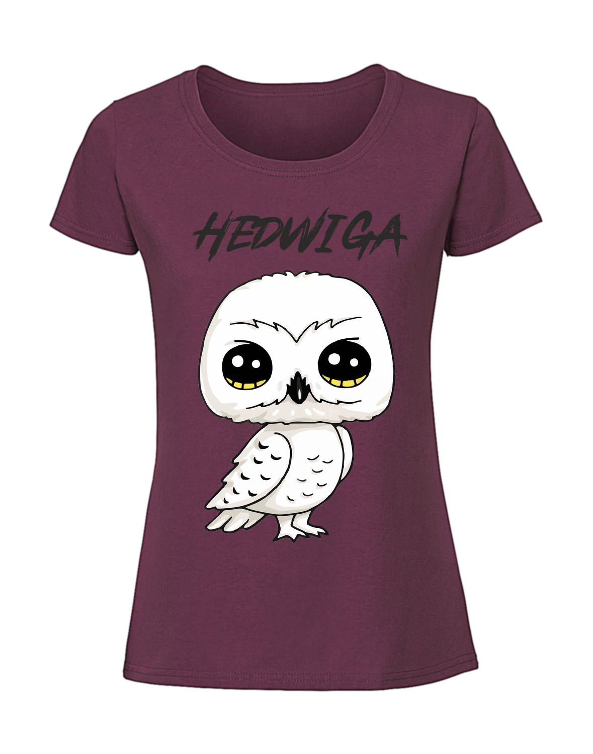 SS00068_burgundowa.png Damska koszulka z nadrukiem – HEDWIGA - obrazek 1