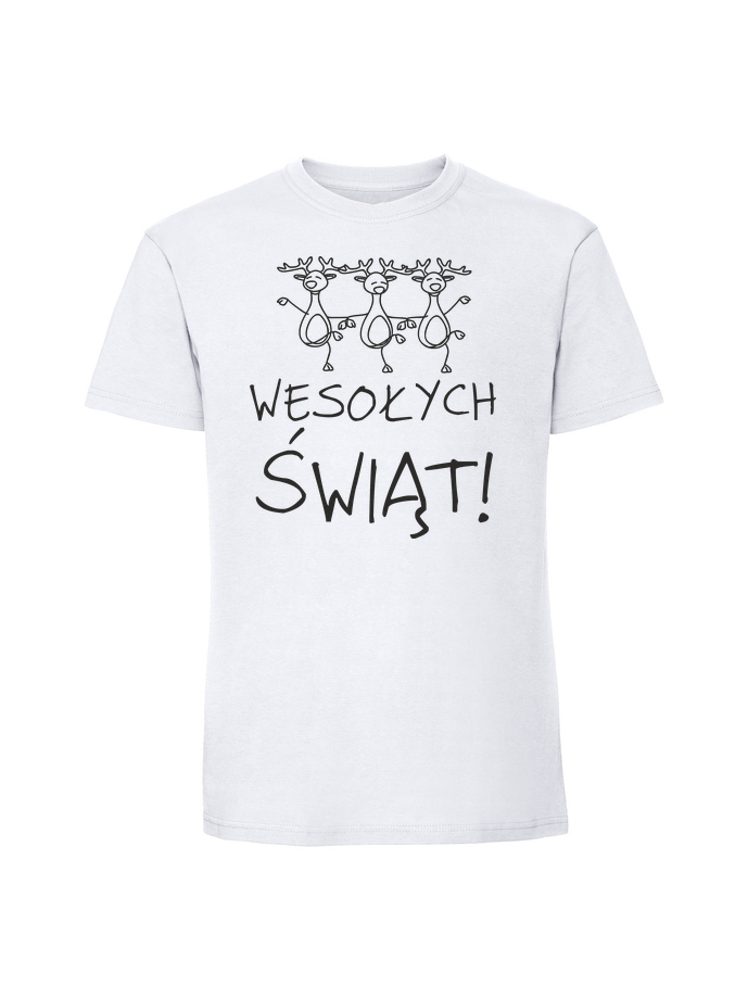 SW00019_biala.png Męska koszulka z nadrukiem – WESOŁYCH ŚWIĄT - obrazek 1