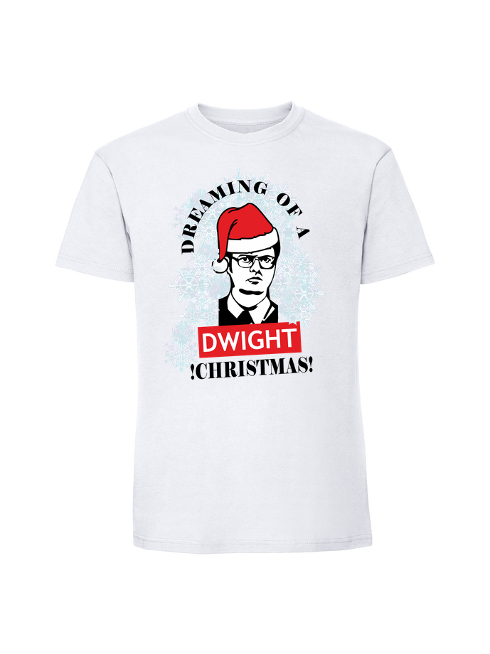 SW00034_biala.png Męska koszulka z nadrukiem – Dream of Dwight Christmas - obrazek 1
