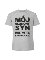 Męska koszulka  z nadrukiem – Mój ulubiony syn dał mi tę koszulkę - obrazek 4