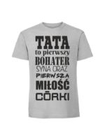 Męska koszulka  z nadrukiem – TATA TO PIERWSZY BOHATER - obrazek 5