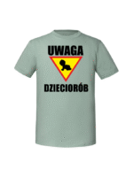 Męska koszulka  z nadrukiem – UWAGA DZIECIORÓB - obrazek 6