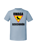 Męska koszulka  z nadrukiem – UWAGA DZIECIORÓB - obrazek 3