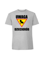Męska koszulka  z nadrukiem – UWAGA DZIECIORÓB - obrazek 5