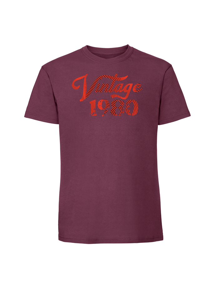 UR00051_burgundowa.png Męska koszulka z nadrukiem –1980 Vintage 1980 - obrazek 1