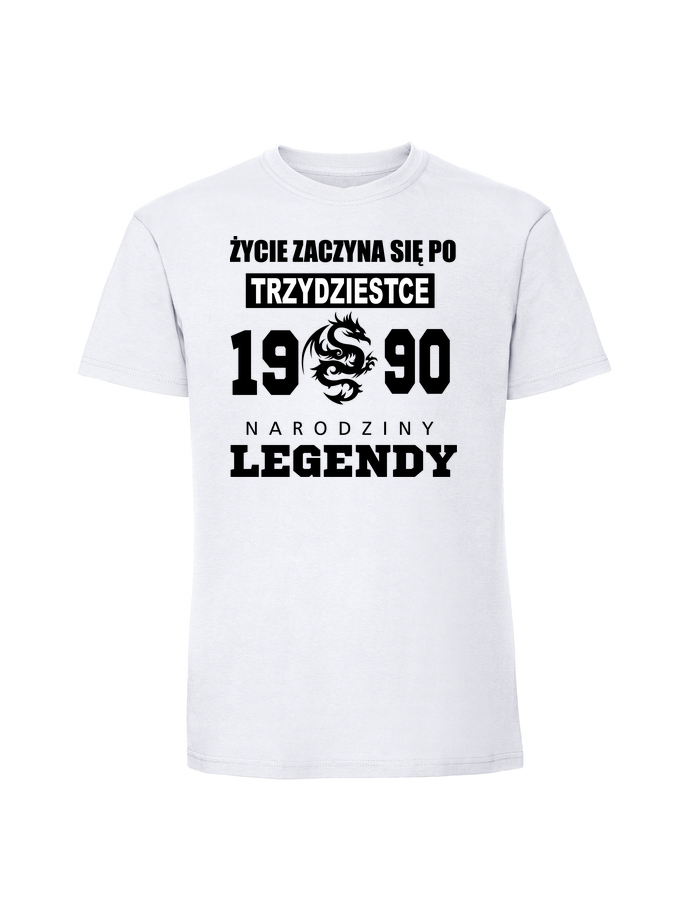UR00052_biala.png Męska koszulka z nadrukiem –1990 ŻYCIE ZACZYNA SIĘ PO TZRYDZIESTCE 1990 - obrazek 1