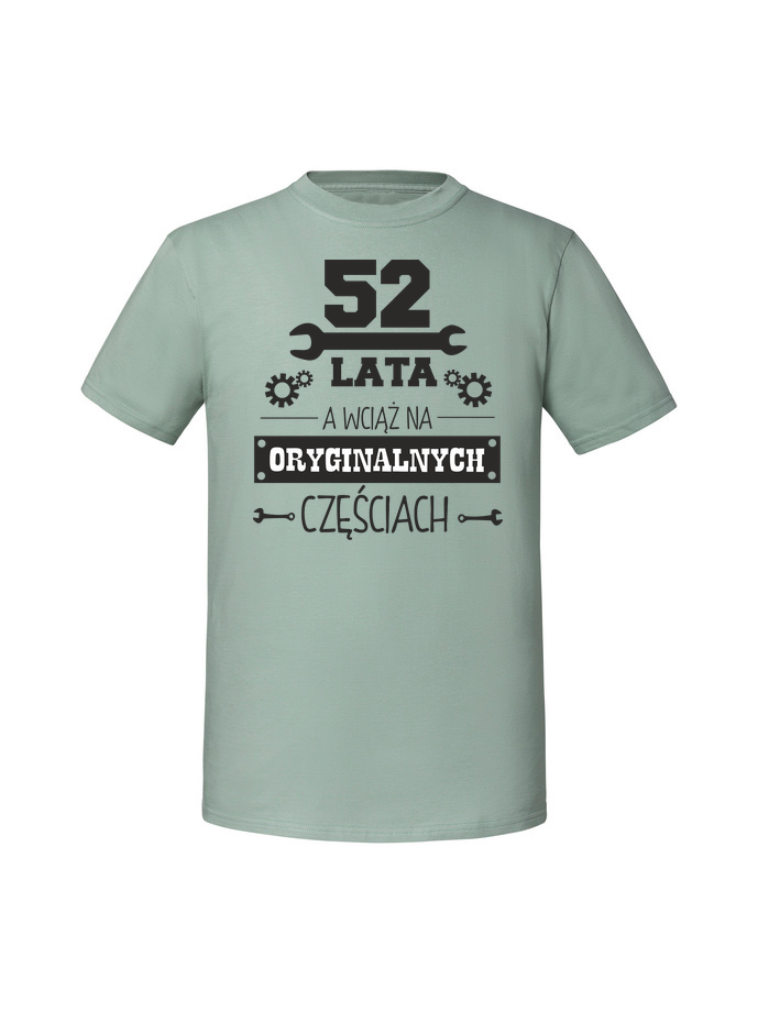 UR00066_mietowa.png Męska koszulka z nadrukiem –52 LATA I ORYGINALNE CZĘŚCI - obrazek 1