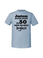 Męska koszulka  z nadrukiem –50+ jestem super ogier po 50 mów do mnie byku - obrazek 6