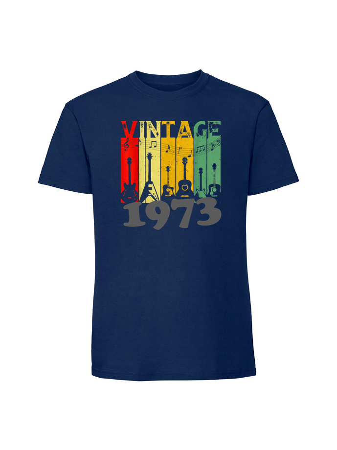 UR00093_granatowa.png Męska koszulka z nadrukiem –1973 VINTAGE GITARY - obrazek 1