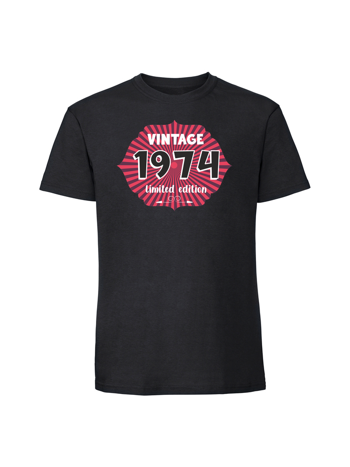 UR00100_czarna.png Męska koszulka z nadrukiem –1974 vintage 1974 - obrazek 1