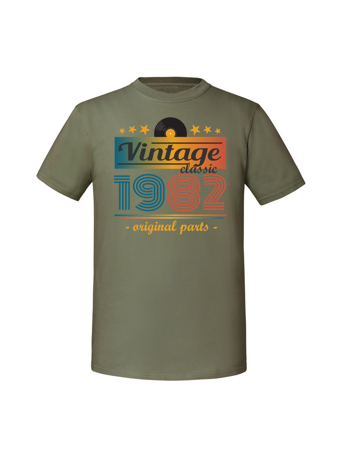 UR00106_olive.png Męska koszulka z nadrukiem –Vintage classic + rok 1982 v1 - obrazek 1