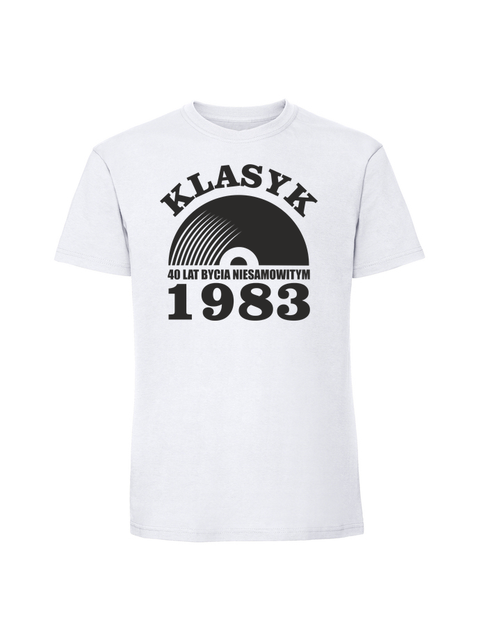 UR00129_biala.png Męska koszulka z nadrukiem – 1983 klasyk płyta winylowa 40 1983 - obrazek 1