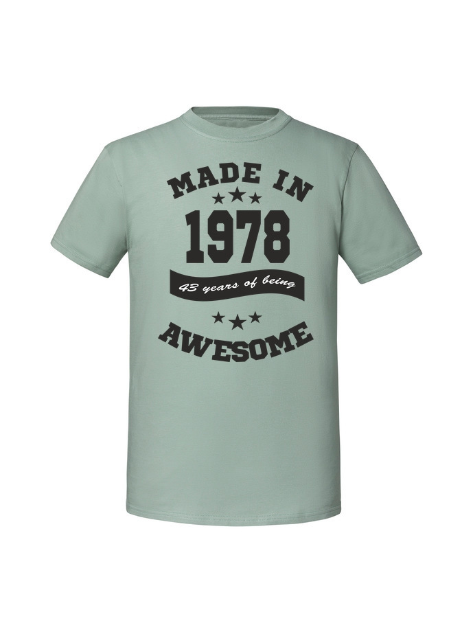 UR00145_mietowa.png Męska koszulka z nadrukiem – 1978 MADE IN ROK AWESOME 1978 - obrazek 1
