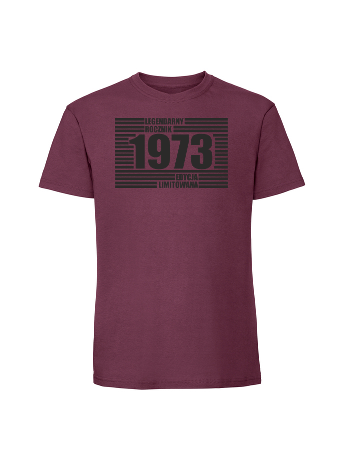 UR00173_burgundowa.png Męska koszulka z nadrukiem – 1973 LEGENDARNY ROCZNIK 1973png - obrazek 1