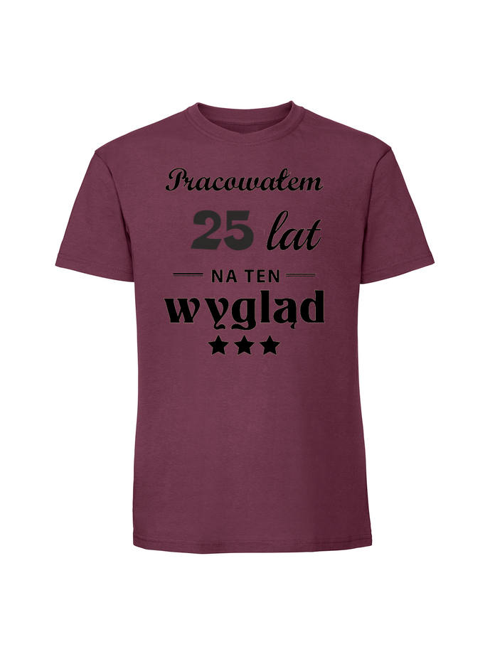 UR00175_burgundowa.png Męska koszulka z nadrukiem – 25 PRACOWAŁEM - obrazek 1
