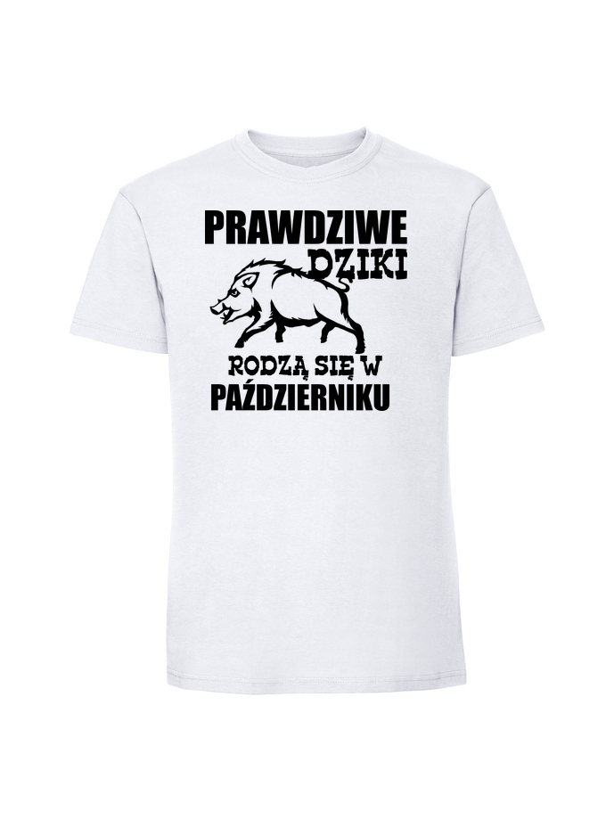 UR00201_biala.png Męska koszulka z nadrukiem – PRAWDZIWE-DZIKI PAŹDZIERNIK - obrazek 1