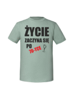 Męska koszulka  z nadrukiem – 70 życie zaczyna się po 70 - obrazek 7