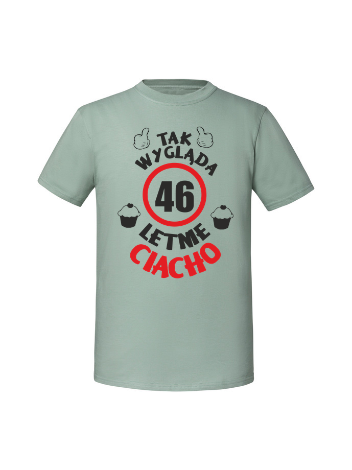 UR00220_mietowa.png Męska koszulka z nadrukiem – 46 letnie ciacho - obrazek 1
