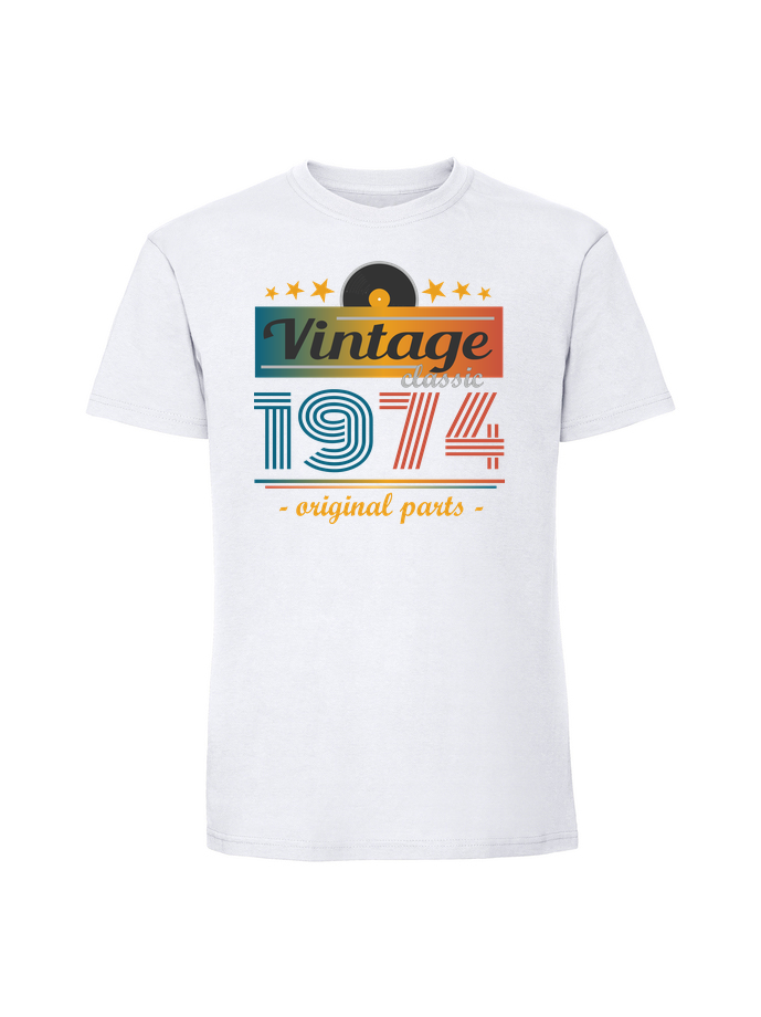 UR00227_biala.png Męska koszulka z nadrukiem – Vintage classic + rok 1974 v1 - obrazek 1