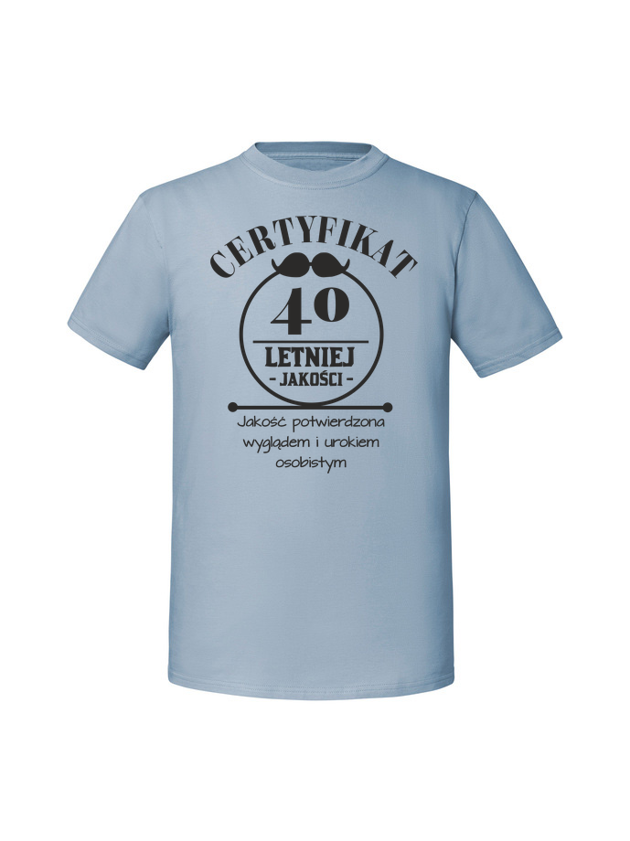 UR00237_mineralny_blekit.png Męska koszulka z nadrukiem – 40 lat Certyfikat - 40 lat - obrazek 1